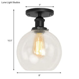 Industrial Clear Glass Spherical Balcony Ceiling Light Fixture – Black/Brass/Copper