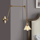 Industrial Cone Wall Light With Clear/Amber Glass And Arm - Black/Bronze/Brass (8+8/8+8+8) Brass /