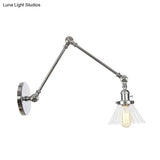 Industrial Cone Wall Light With Clear/Amber Glass And Arm - Black/Bronze/Brass (8+8/8+8+8)