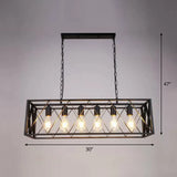 Industrial Cross Framed Pendant Light In Black For Dining Room - Iron Hanging Island 6 / Chain