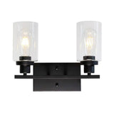 Industrial Cylinder Wall Mount Light - 2/3 Bulbs Black/Brass/Nickel Clear Glass Lamp For Bathroom 2