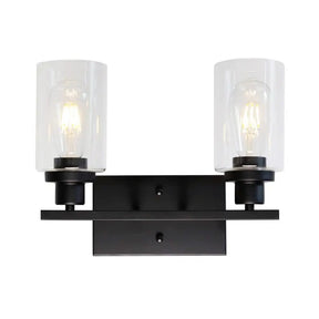 Industrial Cylinder Wall Mount Light - 2/3 Bulbs Black/Brass/Nickel Clear Glass Lamp For Bathroom 2