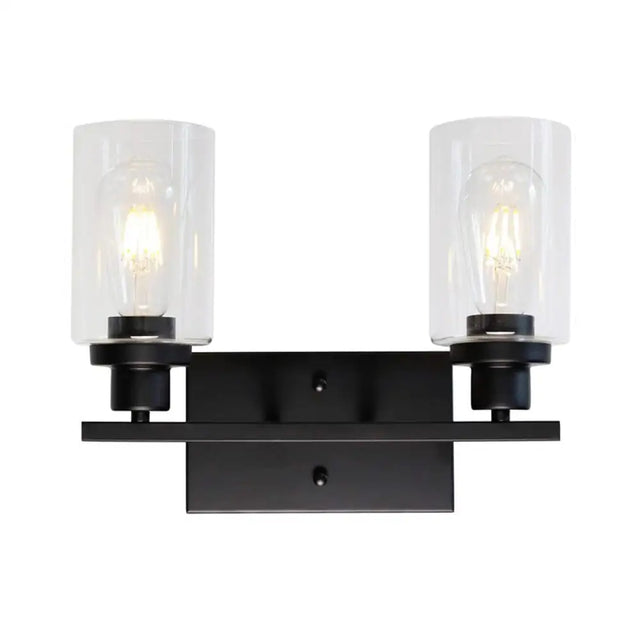 Industrial Cylinder Wall Mount Light - 2/3 Bulbs Black/Brass/Nickel Clear Glass Lamp For Bathroom 2