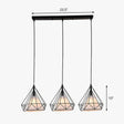 Industrial Diamond Cage Pendant Light With 3 Iron Heads - Stylish Lighting For Dining Room Black /