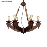Industrial Dining Room Chandelier Pendant Light - 6-Light Ceiling Lamp In Weathered Copper