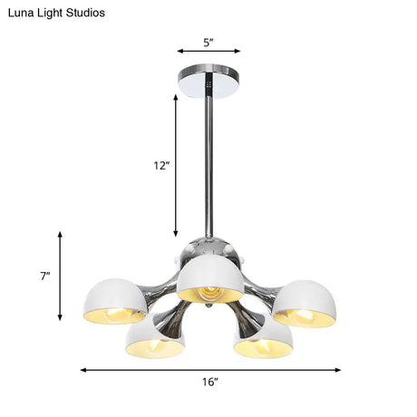Industrial Dome Hanging Light Fixture - Metallic 3/4/5 Heads Chandelier Lamp For Living Room
