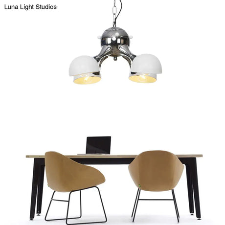 Industrial Dome Hanging Light Fixture - Metallic 3/4/5 Heads Chandelier Lamp For Living Room