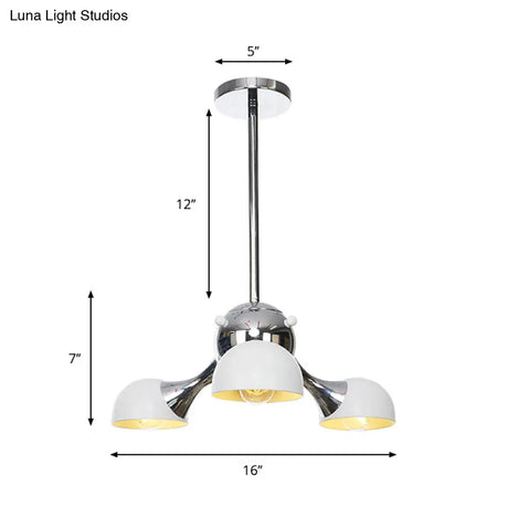 Industrial Dome Hanging Light Fixture - Metallic 3/4/5 Heads Chandelier Lamp For Living Room