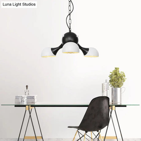 Industrial Dome Hanging Light Fixture - Metallic 3/4/5 Heads Chandelier Lamp For Living Room