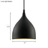 Industrial Dome Metal Pendant Light - 1 Hanging Ceiling For Restaurants 6.5’’/10’’ Dia Black