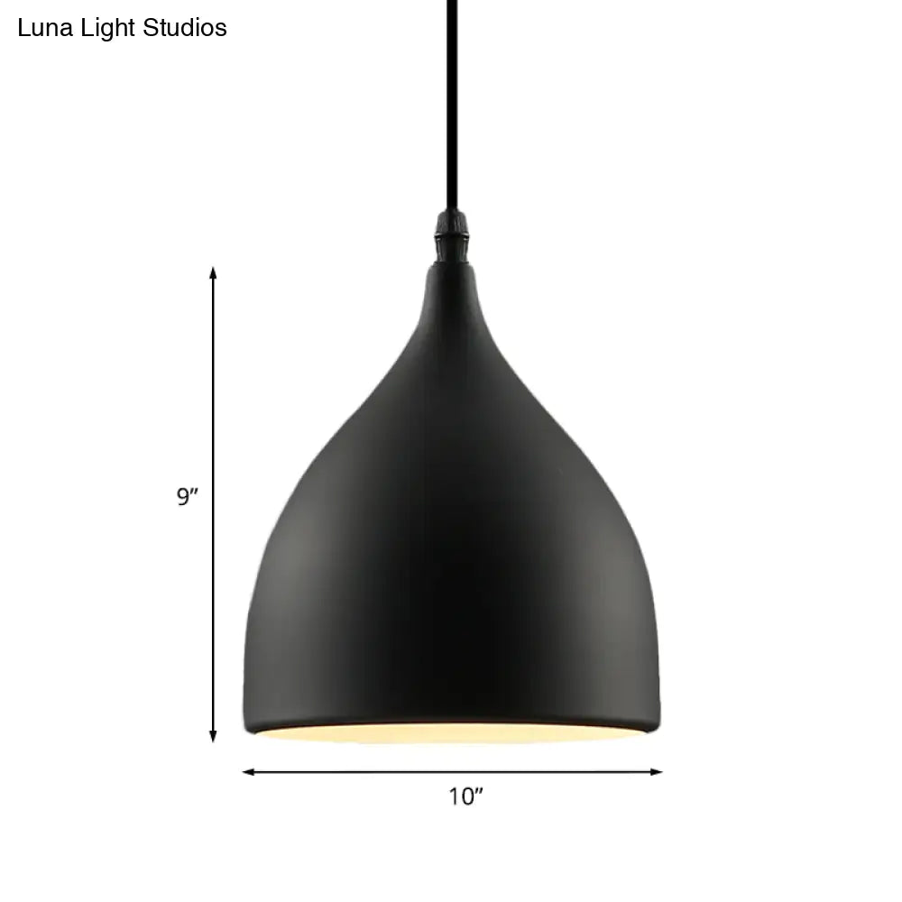 Industrial Dome Metal Pendant Light - 1 Hanging Ceiling For Restaurants 6.5’’/10’’ Dia Black