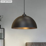 Industrial Dome Metal Pendant Light - Stylish 1-Bulb Ceiling Fixture For Dining Room In Black