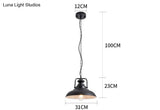 Industrial Dome Metal Pendant Light With Swivel Joint - Black Hanging Lamp
