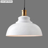 Industrial Single Pendant Ceiling Light With Iron Dome Shade For Restaurants White / 12