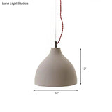 Industrial Domed Pendant Lighting In Grey - 1 Light Cement Ceiling Lamp