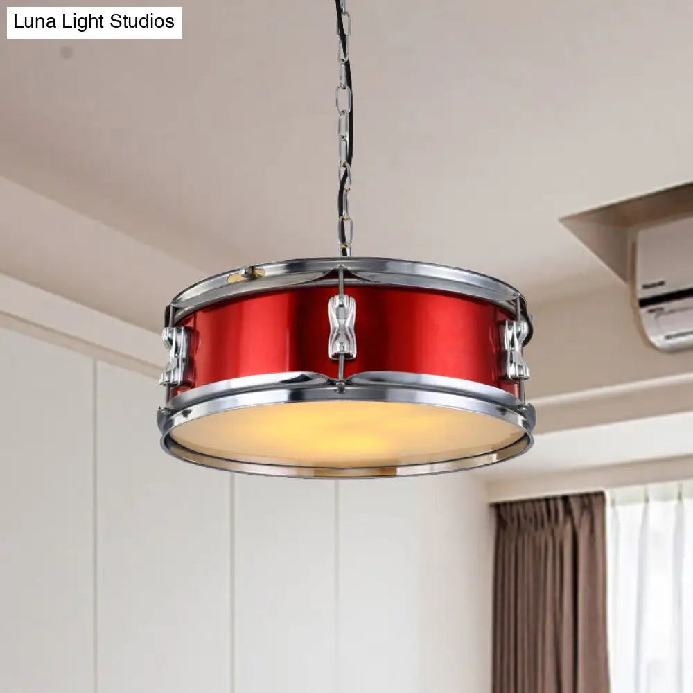 Industrial Drum Chandeliers - 3-Bulb Pendant Light For Living Room