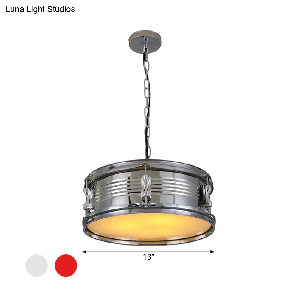 Industrial Drum Chandeliers - 3-Bulb Pendant Light For Living Room