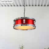 Industrial Drum Chandeliers - 3-Bulb Pendant Light For Living Room