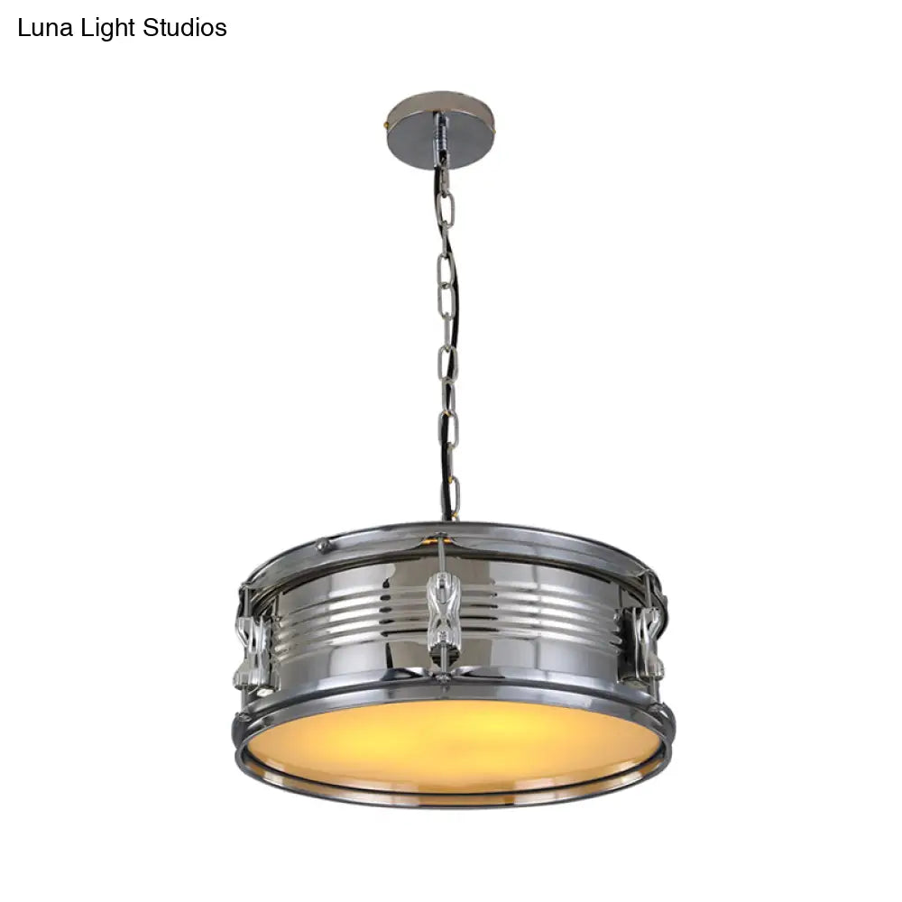 Industrial Drum Chandeliers - 3-Bulb Pendant Light For Living Room