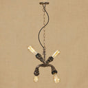 Industrial Exposed Bulb Chandelier Pendant Light - 4-Head Wrought Iron Hanging Fixture With Water
