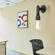 Industrial Exposed Bulb Wall Light With Pipe In Black For Corridors
