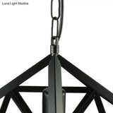 Industrial Geometric Metal Pendant Light 14’ / 18’ Dia 1 Bulb Black/Rust - Perfect For Dining