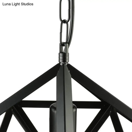 Industrial Geometric Metal Pendant Light 14’ / 18’ Dia 1 Bulb Black/Rust - Perfect For Dining