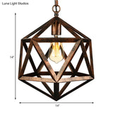 Industrial Geometric Metal Pendant Light 14’ / 18’ Dia 1 Bulb Black/Rust - Perfect For Dining