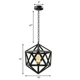 14/18 Geometric Metal Pendant Lighting Fixture - Industrial 1 Bulb Ceiling Light For Dining Room
