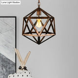 Industrial Geometric Metal Pendant Light 14’ / 18’ Dia 1 Bulb Black/Rust - Perfect For Dining