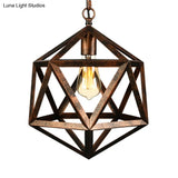 Industrial Geometric Metal Pendant Light 14’ / 18’ Dia 1 Bulb Black/Rust - Perfect For Dining