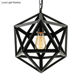 Industrial Geometric Metal Pendant Light 14’ / 18’ Dia 1 Bulb Black/Rust - Perfect For Dining