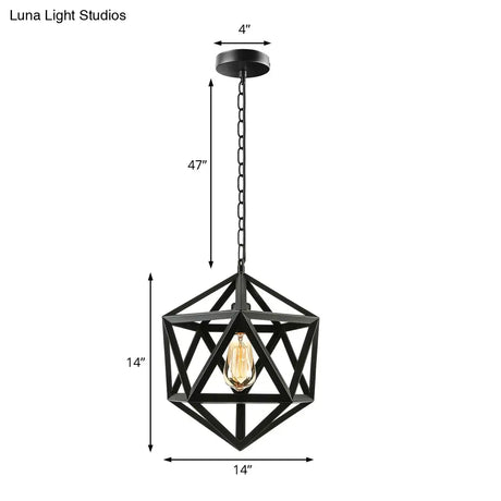 Industrial Geometric Metal Pendant Light 14’ / 18’ Dia 1 Bulb Black/Rust - Perfect For Dining