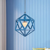 Industrial Geometric Metal Pendant Light - Blue/White/Yellow Blue