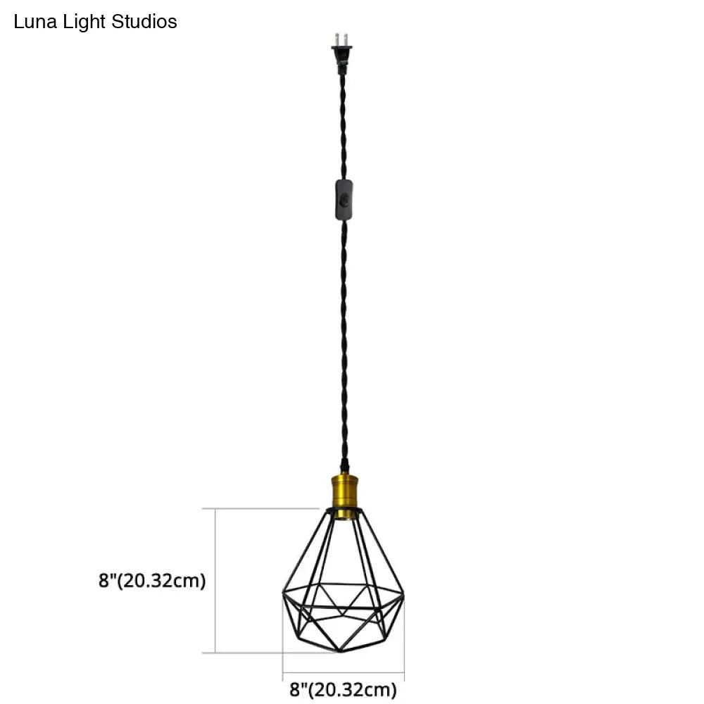 Industrial Geometric Metal Pendant Light Fixture For Restaurants And More- Black