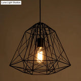Industrial Geometric Metal Pendant Light For Restaurants - Black Hanging Ceiling Fixture