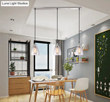 Industrial Glass Pendant Lights For Bar - 3 Tapered Pendants On Hanging Cord