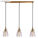 Industrial Glass Pendant Lights For Bar - 3 Tapered Pendants On Hanging Cord