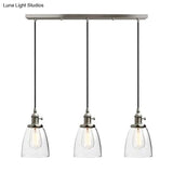 Industrial Glass Pendant Lights For Bar - 3 Tapered Pendants On Hanging Cord