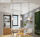 Industrial Glass Pendant Lights For Bar - 3 Tapered Pendants On Hanging Cord