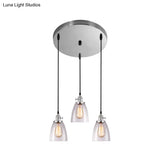 Industrial Glass Pendant Lights For Bar - 3 Tapered Pendants On Hanging Cord