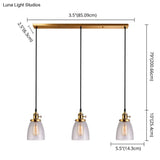 Industrial Glass Pendant Lights For Bar - 3 Tapered Pendants On Hanging Cord