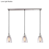 Industrial Glass Pendant Lights For Bar - 3 Tapered Pendants On Hanging Cord