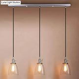 Industrial Glass Pendant Lights For Bar - 3 Tapered Pendants On Hanging Cord