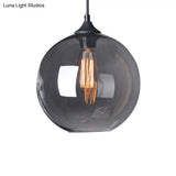 Industrial Globe Pendant Light | Wide 8/10/12 1-Light Grey/Clear Glass Black Hanging Lamp