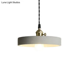 Industrial Gray Cement And Metal Pendant Lighting Fixture - 1 Light Cone/Round Design Ideal For