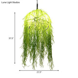 Industrial Green Metal Chandelier With Bell Cage Design And Wicker Ornament 18’/21.5’ Wide -