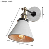 Industrial Grey Wall Mounted Light - Adjustable Cone/Cylinder/Bowl Bedroom Sconce