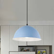 Industrial Grey/Yellow Hanging Lamp With Ribbed Dome Shade - 1 Light 12’/16’ Wide Metal Indoor