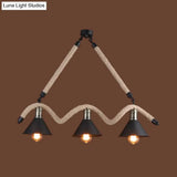 Industrial Hemp Pendant Lamp - Black/Brown Wavy Design 3 Heads